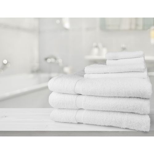 Oxford Washcloth, Blended Cam Border, 12x12, 1.0 lbs/dz, White